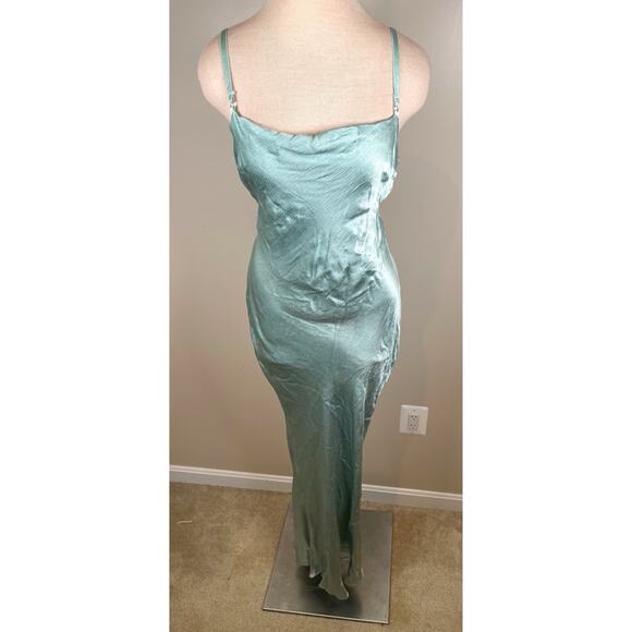 Bec + Bridge Malia Cross Back Cowl Neck Seafoam Green Maxi Dress Size 6 - Picture 3 of 10